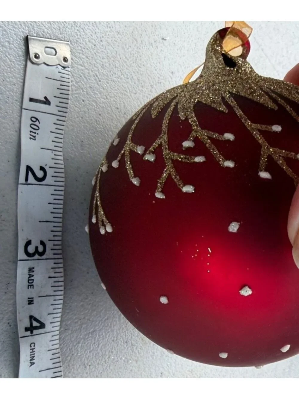 Set 2 Dillard's Glass Hand-Painted Ball Ornaments Holly Leaves & Berries 4